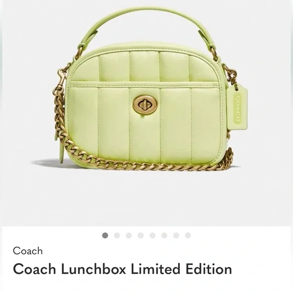 Coach Lunchbox Limited Edition Lime Top Handle Quilted Chain Crossbody Strap - Picture 1 of 16